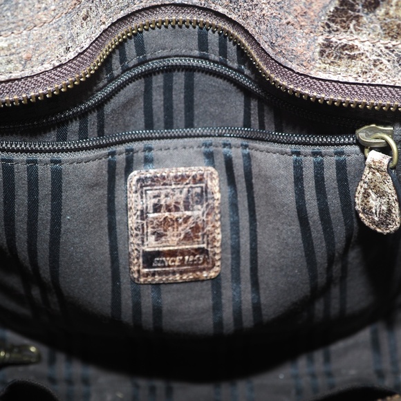 FRYE Deborah Studded Handbag Satchel – Brown Distressed Italian Leather - Picture 7 of 8